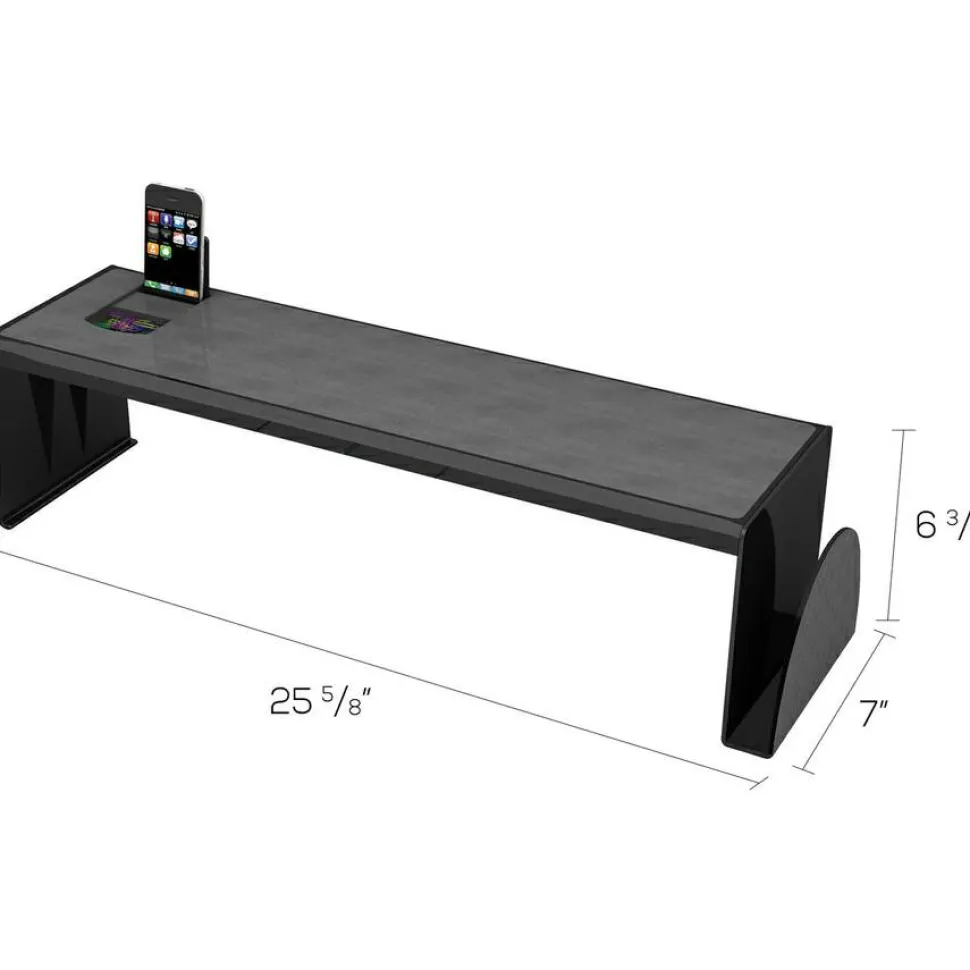 Deflecto Heavy-Duty Desk Shelf, 6 13/16"H x 25 5/8"W x 7"D, Black