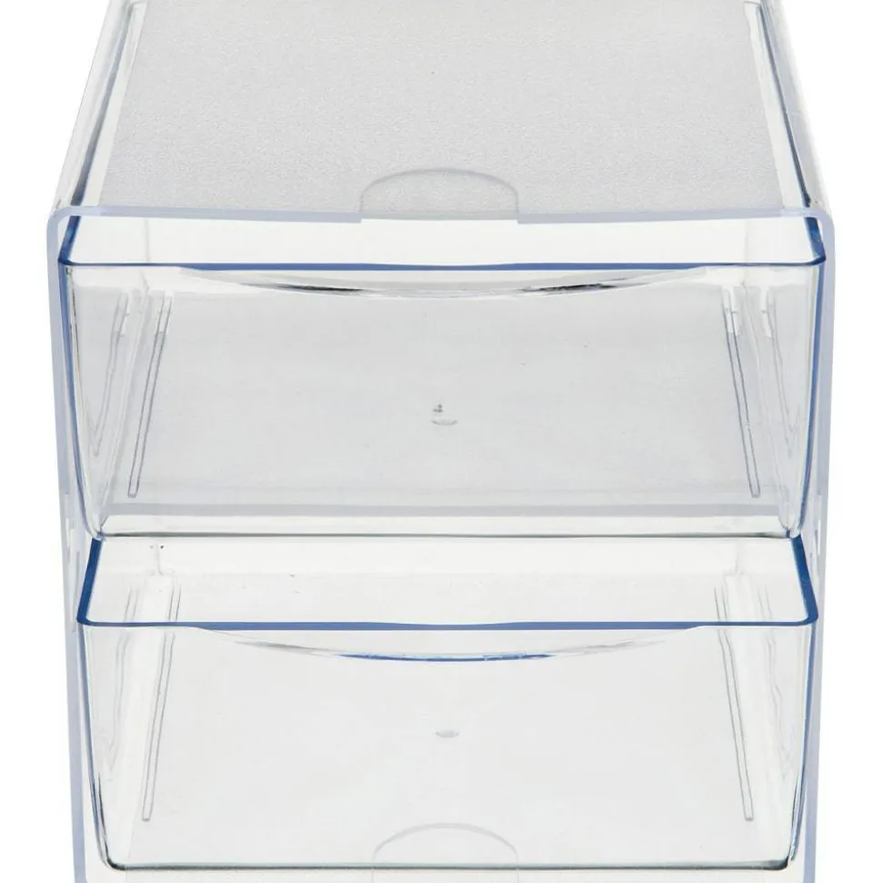 Deflecto Stackable Cube With 2 Drawers, 6"H x 6"W x 7 1/8"D, Clear