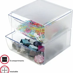 Deflecto Stackable Cube With 2 Drawers, 6