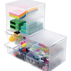 Deflecto Stackable Cube With 2 Drawers, 6
