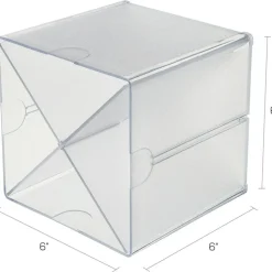 Deflecto Stackable Cube With X Divider, 6"H x 6"W x 6"D, Clear
