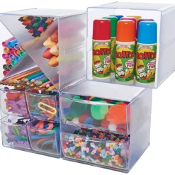 Deflecto Stackable Cube With X Divider, 6