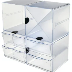 Deflecto Stackable Cube With X Divider, 6