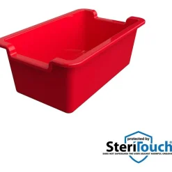 deflecto Antimicrobial Rectangle Storage Bin, Red