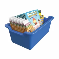 deflecto Antimicrobial Rectangle Storage Bin, Blue