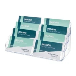 Deflecto 8-Compartment Business Card Holder, 3 7/8"H x 7 7/8"W x 3 5/8"D, Clear, 70801RT