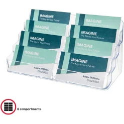 Deflecto 8-Compartment Business Card Holder, 3 7/8