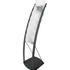 Deflect-O Contemporary 6-Pocket Literature Floor Display, 49"H x 13"W x 16 1/2"D, Black