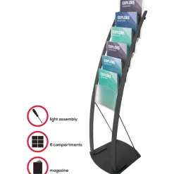 Deflect-O Contemporary 6-Pocket Literature Floor Display, 49