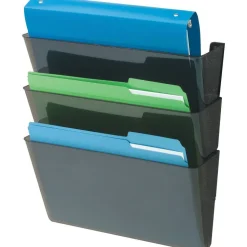 Deflecto DocuPocket Letter Size Wall Files, 19"H x 13"W x 4"D, 50% Recycled, Black, Pack Of 3 Wall Files