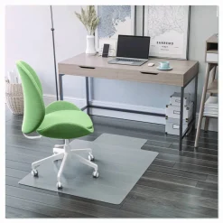 deflecto EconoMat Antimicrobial Chair Mat for Hard Floors, Rectangular with Lip, Straight Edges, 36