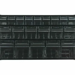 Deflecto Interlocking Horizontal Tilt Bin, 5 Bins, Small Size, 5 1/4" x 23 5/8" x 6 1/2", Black/Clear