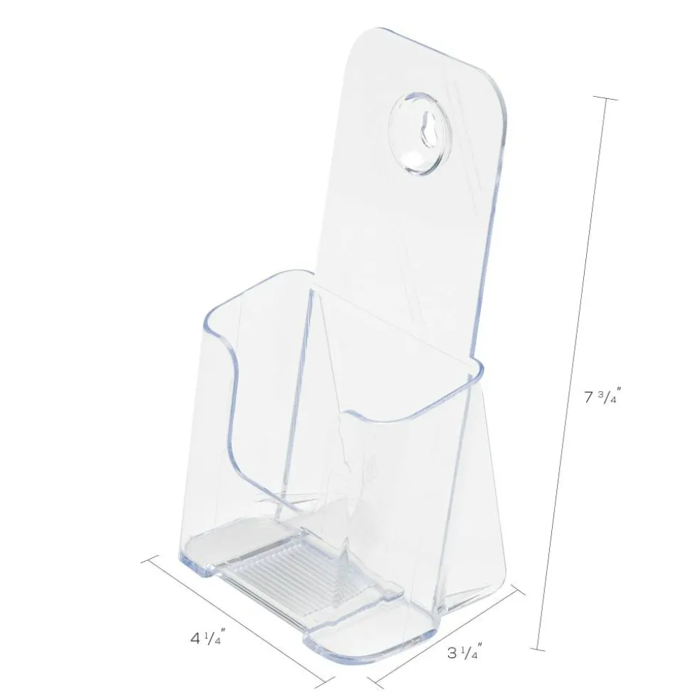 Deflecto Literature DocuHolder, Brochure/Leaflet Size, 7 3/4"H x 4 1/4"W x 3 1/4"D, Clear