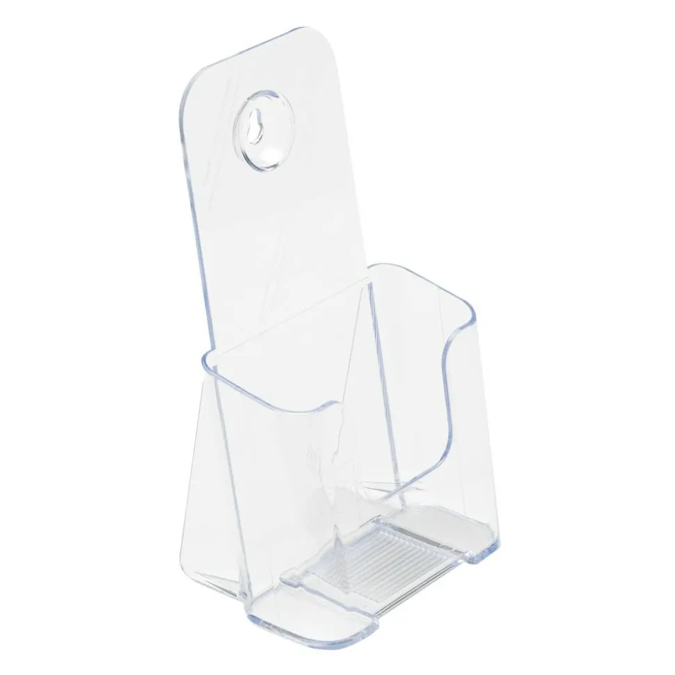 Deflecto Literature DocuHolder, Brochure/Leaflet Size, 7 3/4"H x 4 1/4"W x 3 1/4"D, Clear