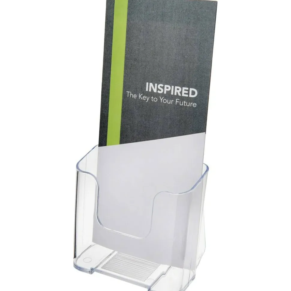 Deflecto Literature DocuHolder, Brochure/Leaflet Size, 7 3/4"H x 4 1/4"W x 3 1/4"D, Clear
