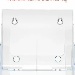Deflecto Literature DocuHolder, 4 Magazine Compartments, 13 5/8"H x 9 3/8"W x 7"D, Clear