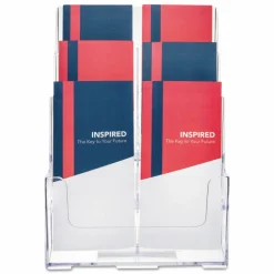 deflecto Multi-Compartment DocuHolder, Leaflet Size, 9.63w x 6.25d x 12.63h, Clear