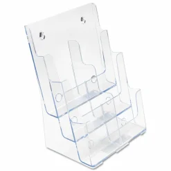 deflecto Multi-Compartment DocuHolder, Leaflet Size, 9.63w x 6.25d x 12.63h, Clear