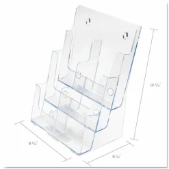deflecto Multi-Compartment DocuHolder, Leaflet Size, 9.63w x 6.25d x 12.63h, Clear