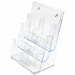 deflecto Multi-Compartment DocuHolder, Leaflet Size, 9.63w x 6.25d x 12.63h, Clear