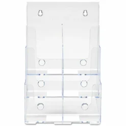 deflecto Multi-Compartment DocuHolder, Leaflet Size, 9.63w x 6.25d x 12.63h, Clear