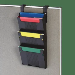 Deflecto 3-Pocket Partition Pocket System, 25"H x 12-5/8"W x 3-15/16"D, Black