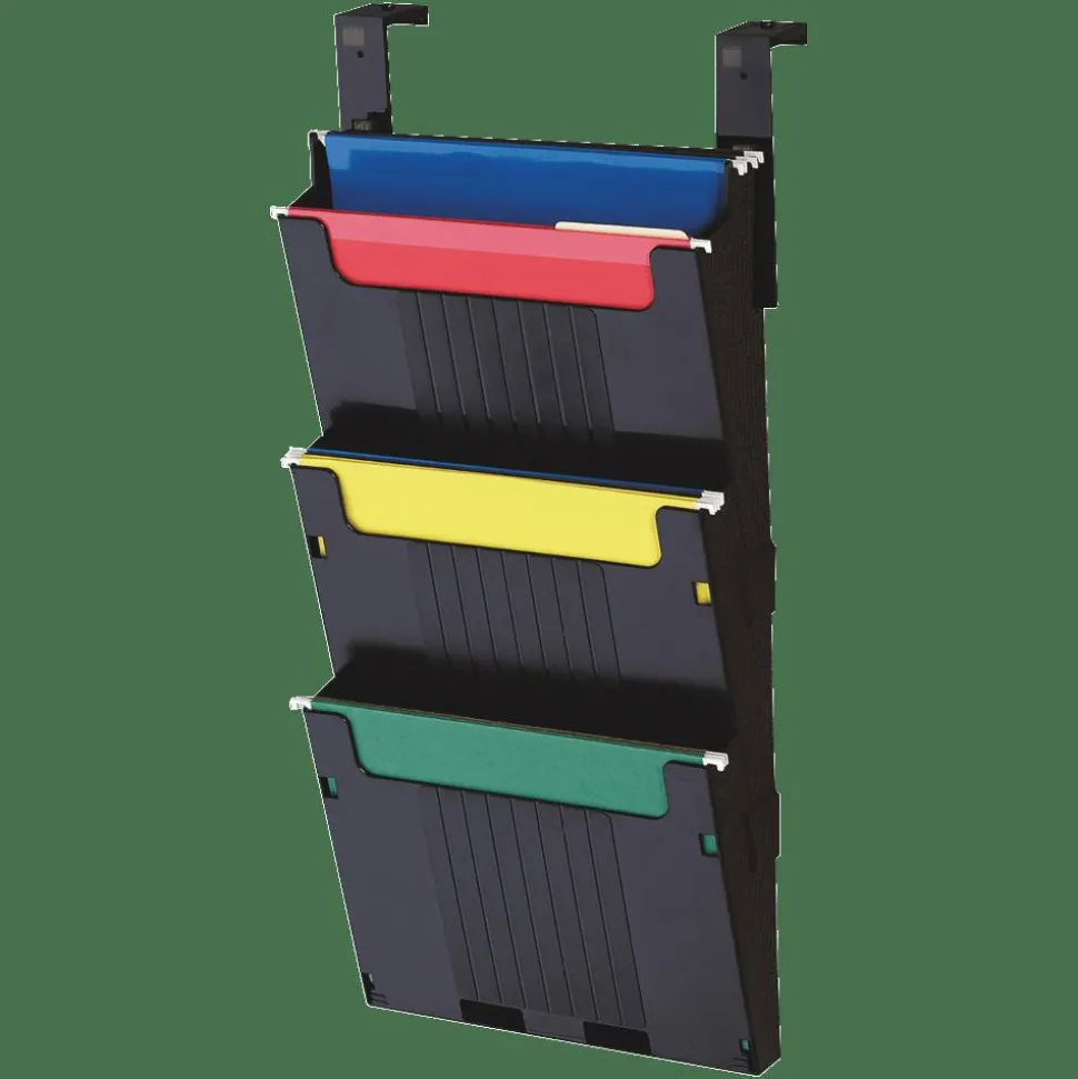Deflecto 3-Pocket Partition Pocket System, 25"H x 12-5/8"W x 3-15/16"D, Black