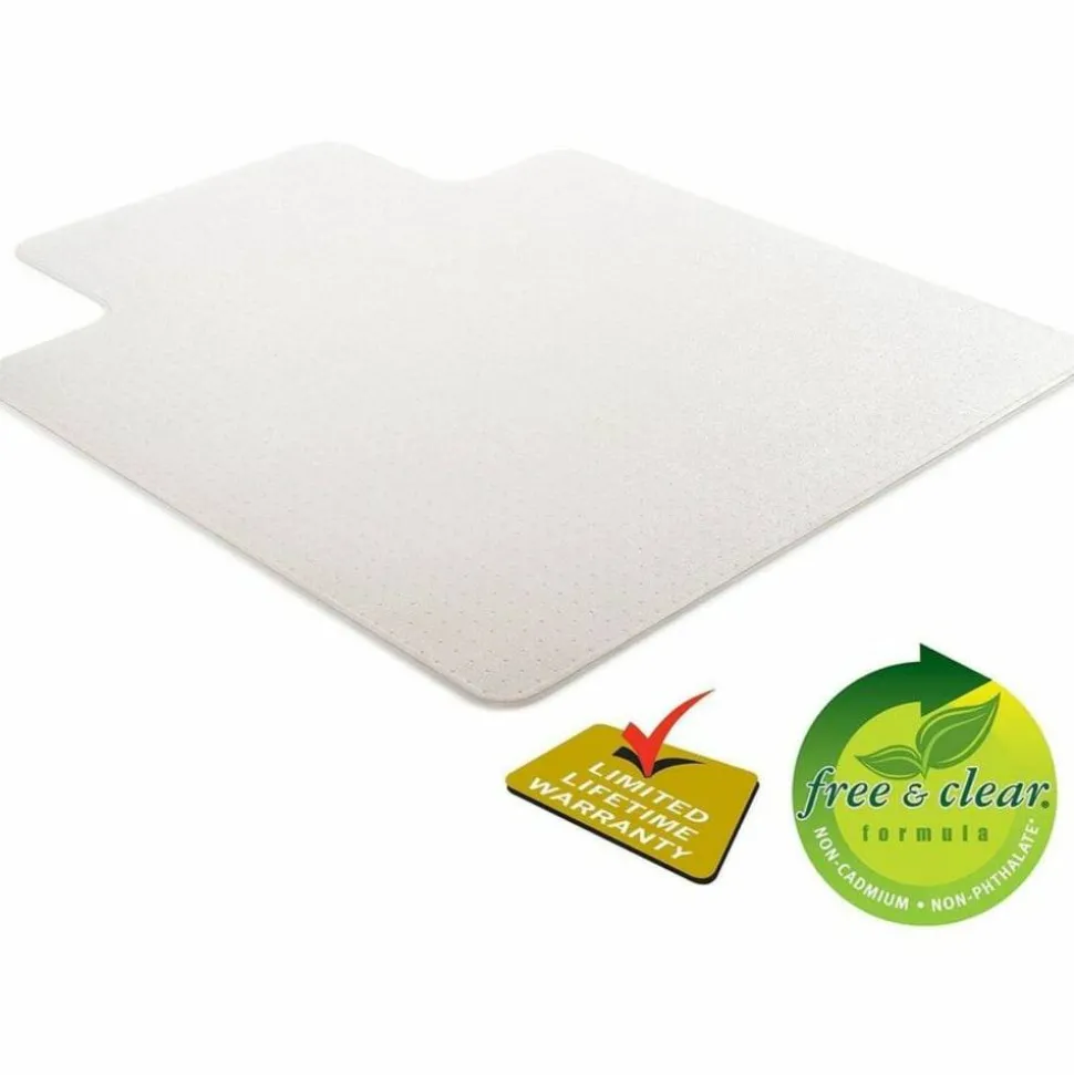 deflecto RollaMat Chairmat - Home, Office, Carpet - 60" Length x 46" Width - Lip Size 12" Length x 25" Width - Rectangle - Textured - Vinyl - Clear