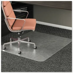 deflecto RollaMat Frequent Use Chair Mat for Medium Pile Carpeted Floors, Rectangular, Beveled Edges, 46" x 60", Clear, Ships Flat