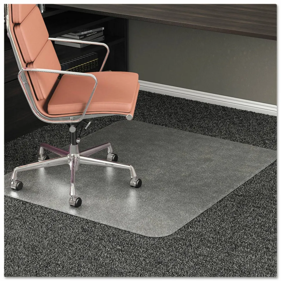 deflecto RollaMat Frequent Use Chair Mat for Medium Pile Carpeted Floors, Rectangular, Beveled Edges, 46" x 60", Clear, Ships Flat