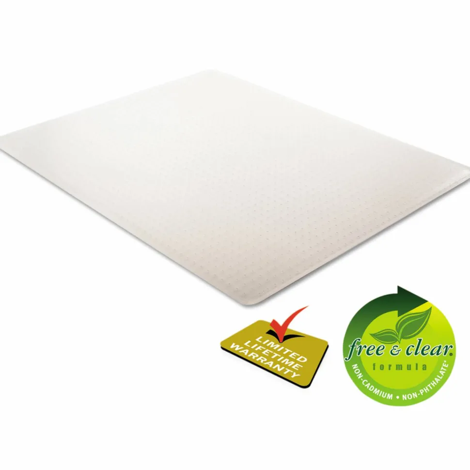 deflecto RollaMat Frequent Use Chair Mat for Medium Pile Carpeted Floors, Rectangular, Beveled Edges, 46" x 60", Clear, Ships Flat