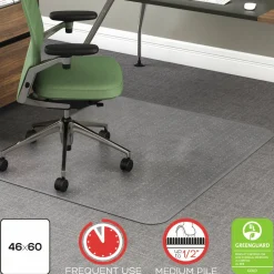 deflecto RollaMat Frequent Use Chair Mat for Medium Pile Carpeted Floors, Rectangular, Beveled Edges, 46
