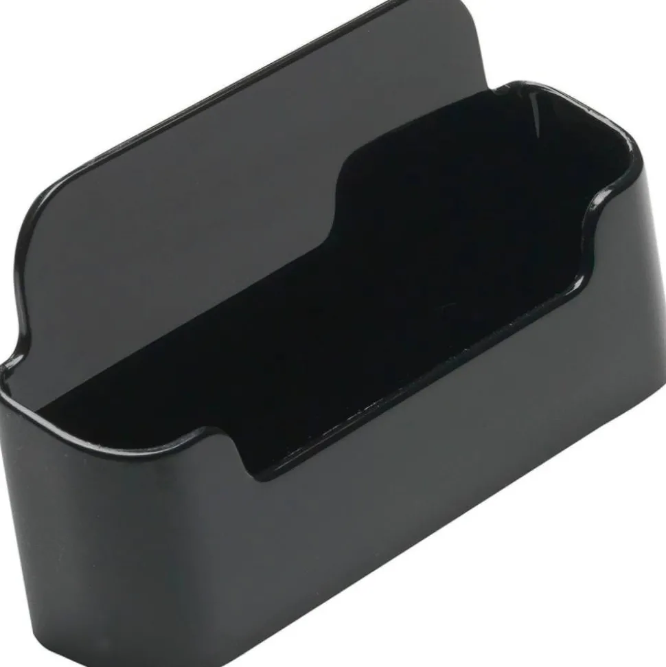 Deflecto Single Business Card Holder, 1.9" x 3.4" x 1.5", Black