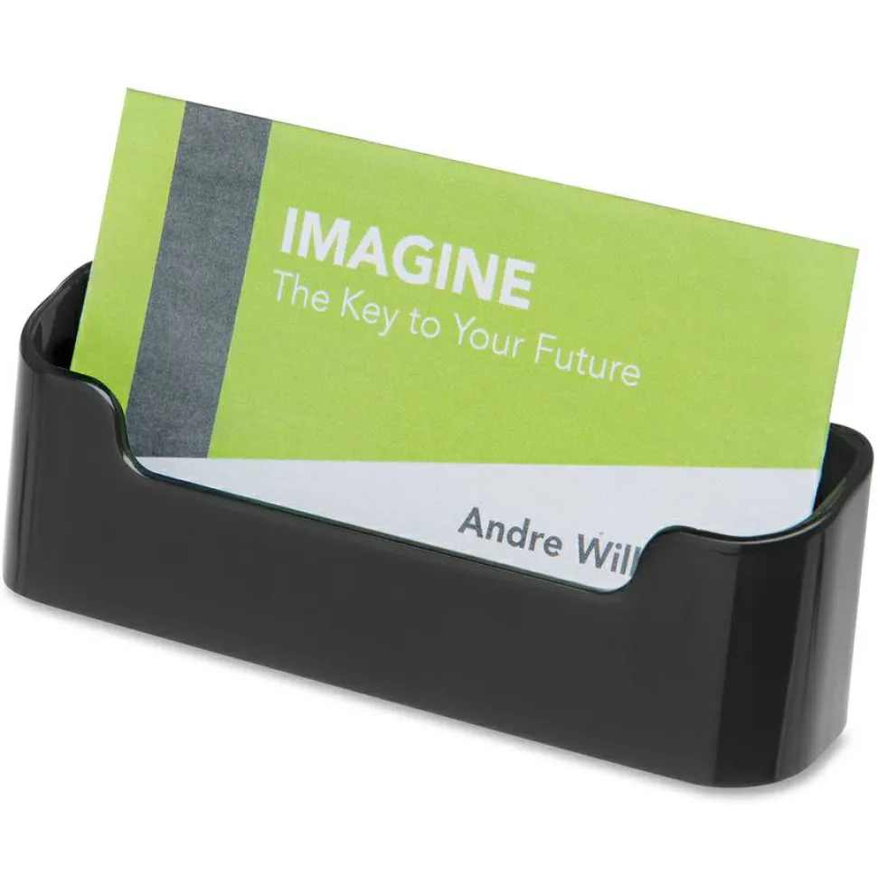 Deflecto Single Business Card Holder, 1.9" x 3.4" x 1.5", Black