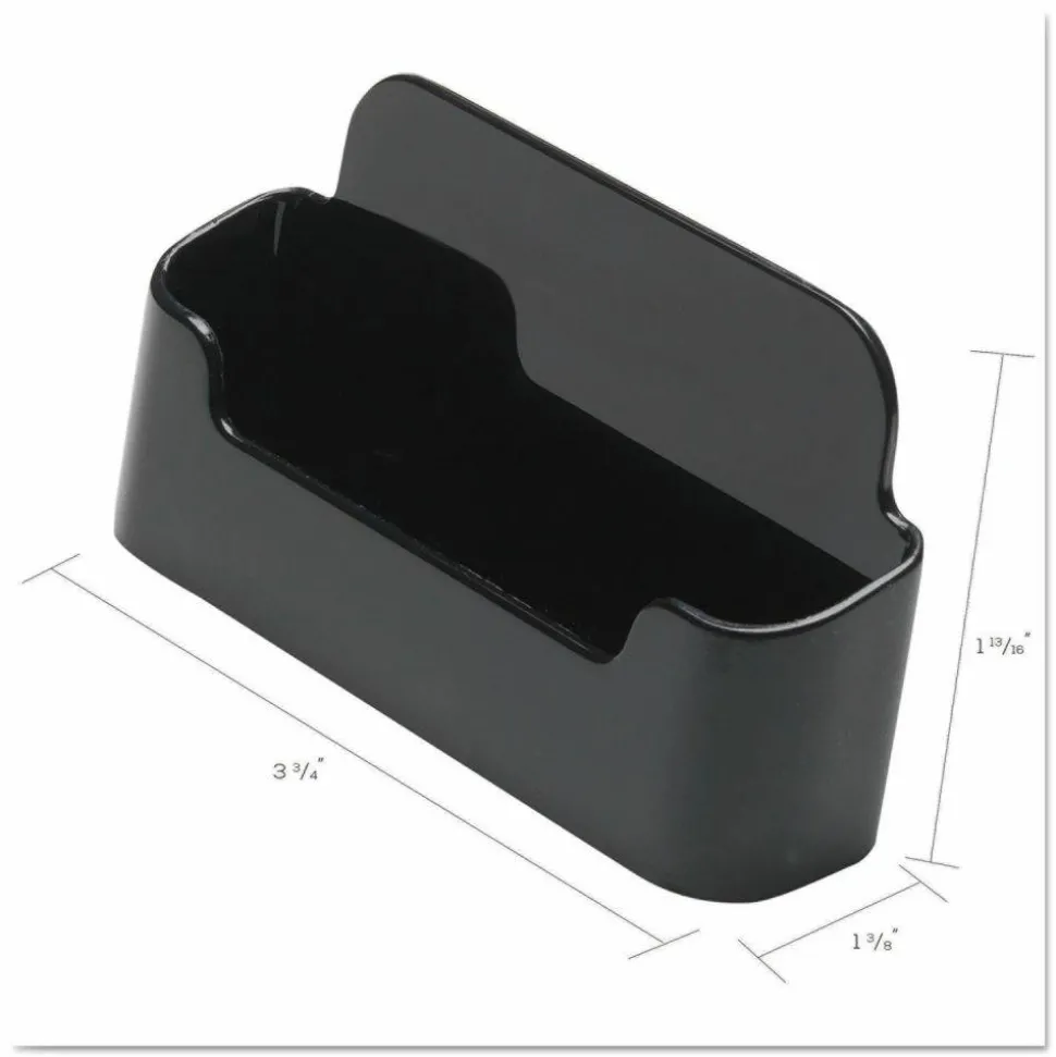 Deflecto Single Business Card Holder, 1.9" x 3.4" x 1.5", Black