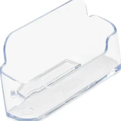 Deflecto Single-Compartment Business Card Holder, 50-Card Capacity, Clear