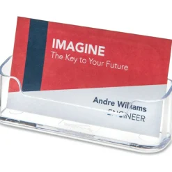Deflecto Single-Compartment Business Card Holder, 50-Card Capacity, Clear