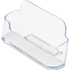 Deflecto Single-Compartment Business Card Holder, 50-Card Capacity, Clear