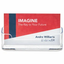 Deflecto Single-Compartment Business Card Holder, 50-Card Capacity, Clear