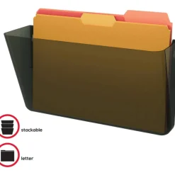 Deflecto Single Compartment Letter Size Stackable Wall File, Smoke