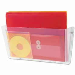 Deflecto Single Wall Pocket, Letter Size, 6 1/2"H x 14 1/2"W x 3"D, Clear
