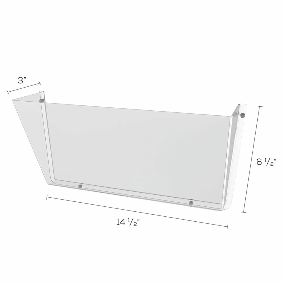 Deflecto Single Wall Pocket, Letter Size, 6 1/2"H x 14 1/2"W x 3"D, Clear