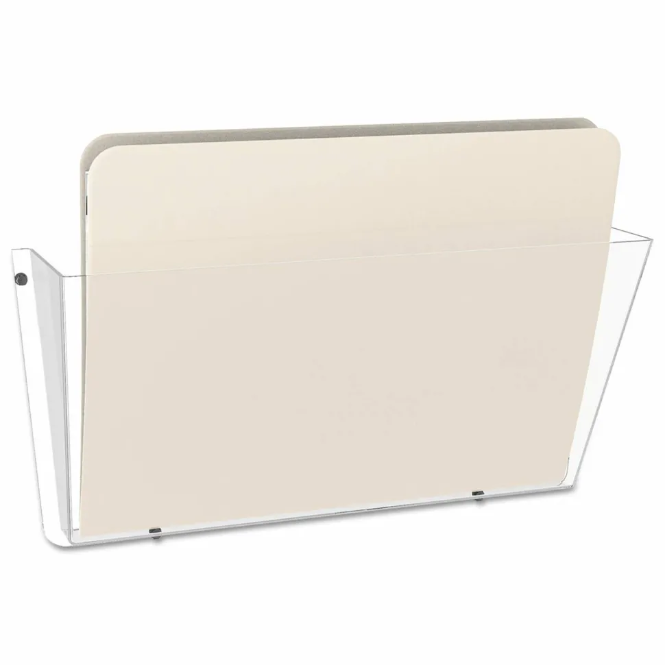 Deflecto Single Wall Pocket, Letter Size, 6 1/2"H x 14 1/2"W x 3"D, Clear