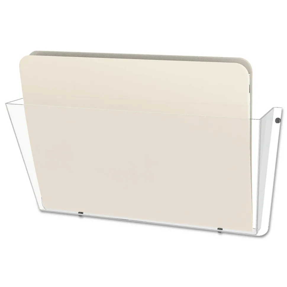 Deflecto Single Wall Pocket, Letter Size, 6 1/2"H x 14 1/2"W x 3"D, Clear