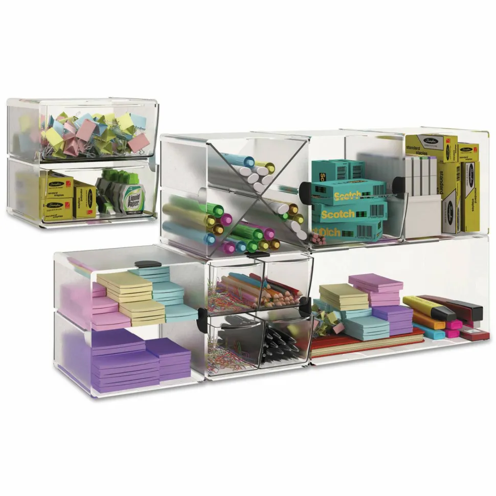 Deflecto Stackable Cube, 6"H x 6"W x 6"D, Clear