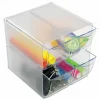 Deflecto Stackable Cube With 4 Drawers, 6"H x 6"W x 7 1/8"D, Clear