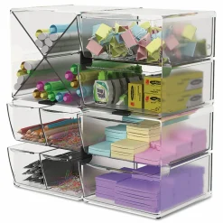 Deflecto Stackable Cube With 4 Drawers, 6