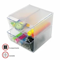 Deflecto Stackable Cube With 4 Drawers, 6
