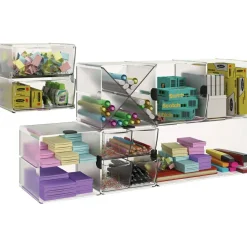 Deflecto Stackable Cube With 1 Drawer, 6"H x 6"W x 6"D, Clear