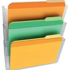 Deflecto Stackable Wall Pocket File, 3 Pack, Clear